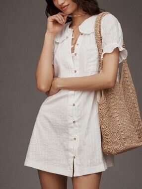 $148 Pilcro x Anthropologie Keira White Mini Babydoll Dress